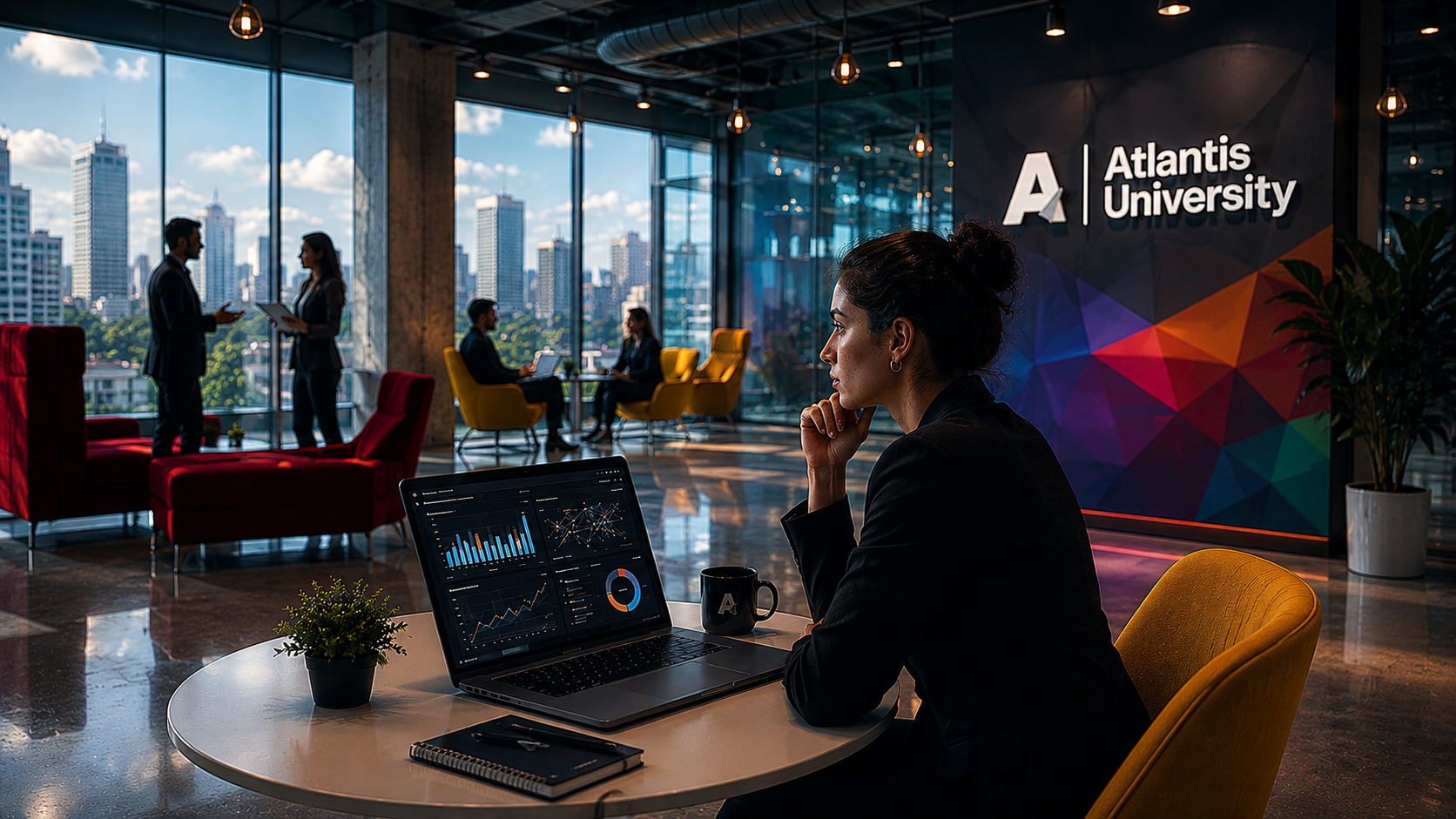 Executives reviewing business intelligence dashboards and strategic data analytics
